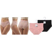 Women's Wide Waistband Seamless Panties - M-XL, Pink, Black