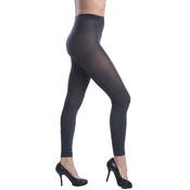 Women's Opaque Control Top Footless Tights - Charcoal, One Size Fits Most