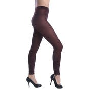 Women's Opaque Control Top Footless Lace Tights - Brown, One Size Fits Most