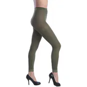 Women's Opaque Control Top Footless Lace Tights - Olive, One Size Fits Most