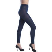 Women's Opaque Control Top Footless Lace Tights - Navy, Queen Size