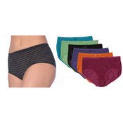 Women's Mid-Rise Panties - Striped, Nylon/Spandex, Sizes 5-7