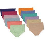 Women's Cotton/Spandex Briefs - Sizes 11-13, Solid Colors