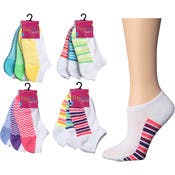 Girl's Ankle Socks - 3 Pack, Stripe Cushions, Size 6-8