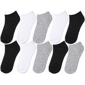 Girls' Ankle Socks - Low Cut, 10 Pack, 3 Colors, Size 6-8