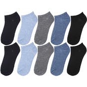 Girls' Ankle Socks - Low Cut, 10 Pack, 4 Colors, Size 6-8