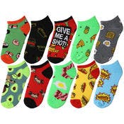 Girls' Ankle Socks - 10 Pack, Food Designs, Size 6-8