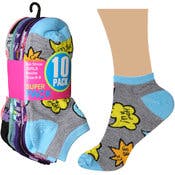 Girls' Ankle Socks - 10 Pack, Crazy Designs, Size 6-8