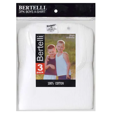 Bertelli Boys' Undershirts - White, Size Large