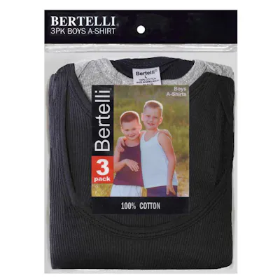 Boys' Cotton Undershirts - Assorted Colors, Size Small