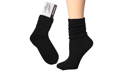 Women's Tipi Toe Crew Slouch Socks, Black, 9-11, 1 Pack