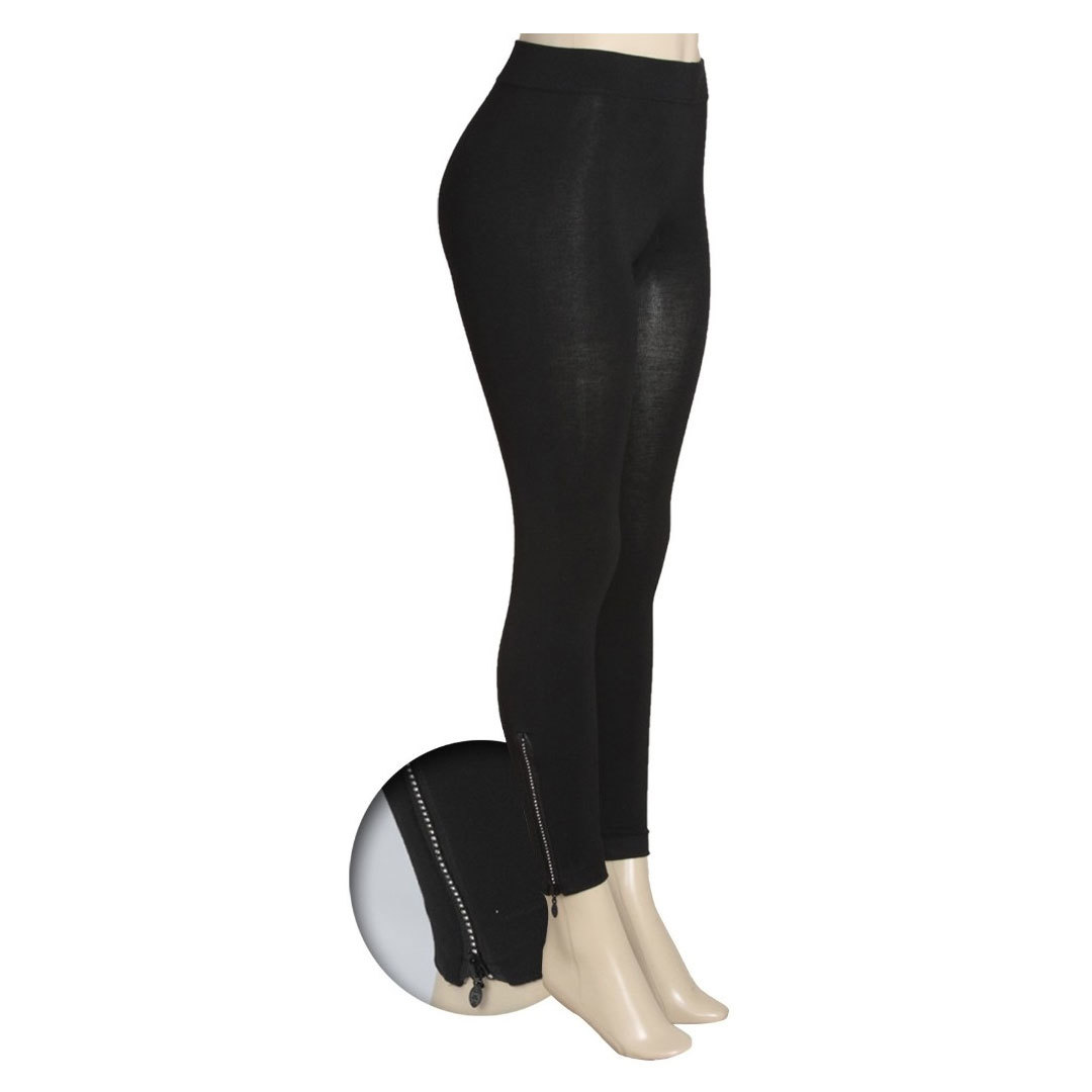 Women's Zipper Leggings - Black, S/M - L/XL