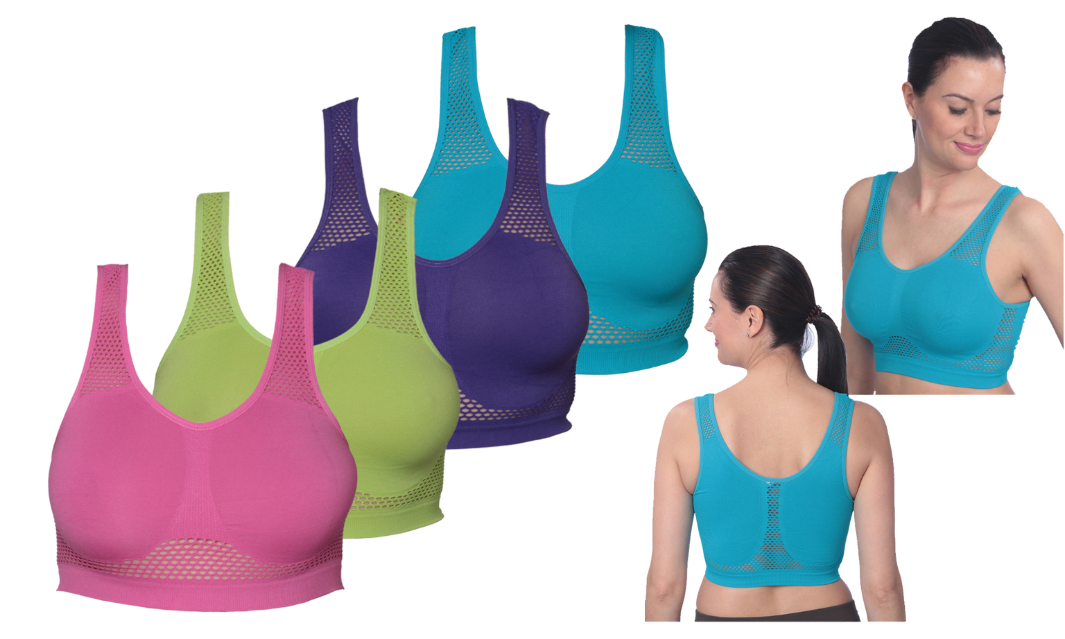Women's Molded Sports Bras - Assorted Colors, Sizes M-XL