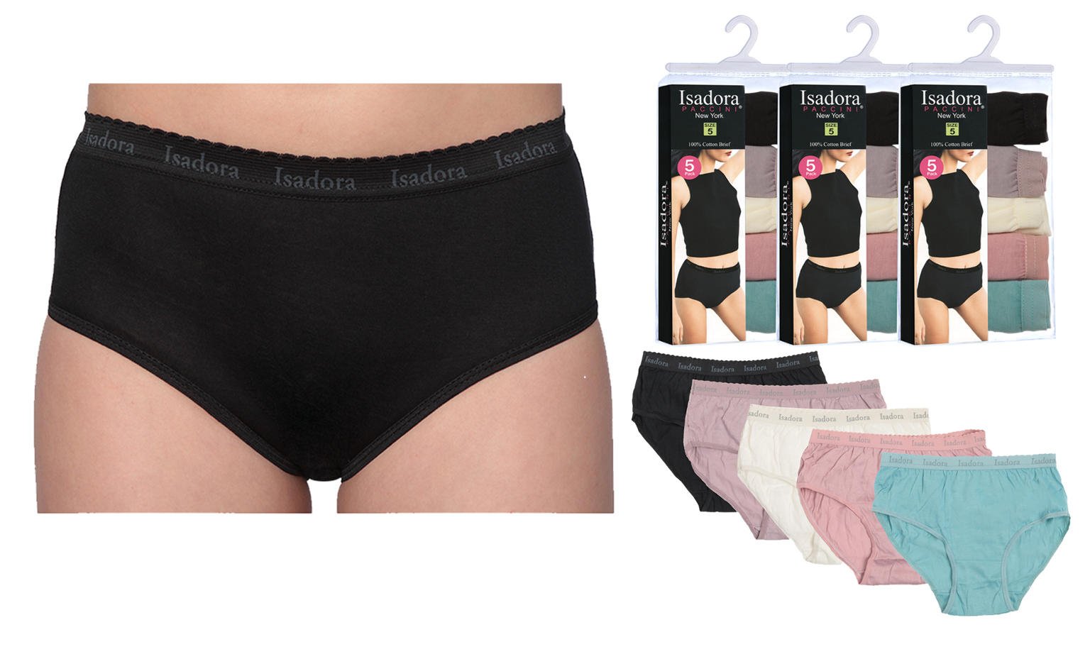 Bulk Women's Panties, 5 Packs, 5 Assorted Colors, Cotton - DollarDays
