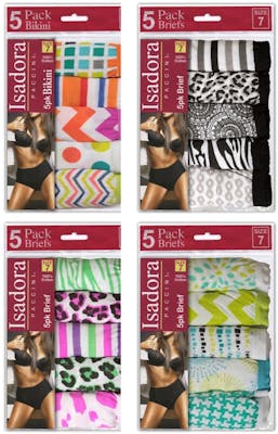 Women's Bikini Briefs - Sizes 5-7, Assorted Prints, 5-Pack