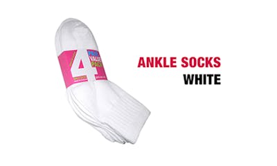 Girl's Ankle Socks - 4 Pack, White, Size 4-6