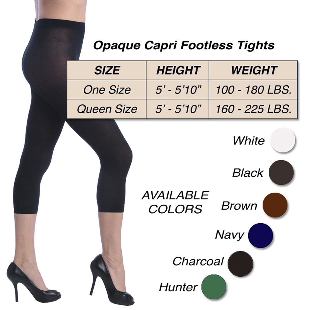Women's Opaque Footless Capri Tights - Brown, One Size Fits Most