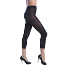 Women's Opaque Footless Capri Lace Tights - Black, Queen Size image number null