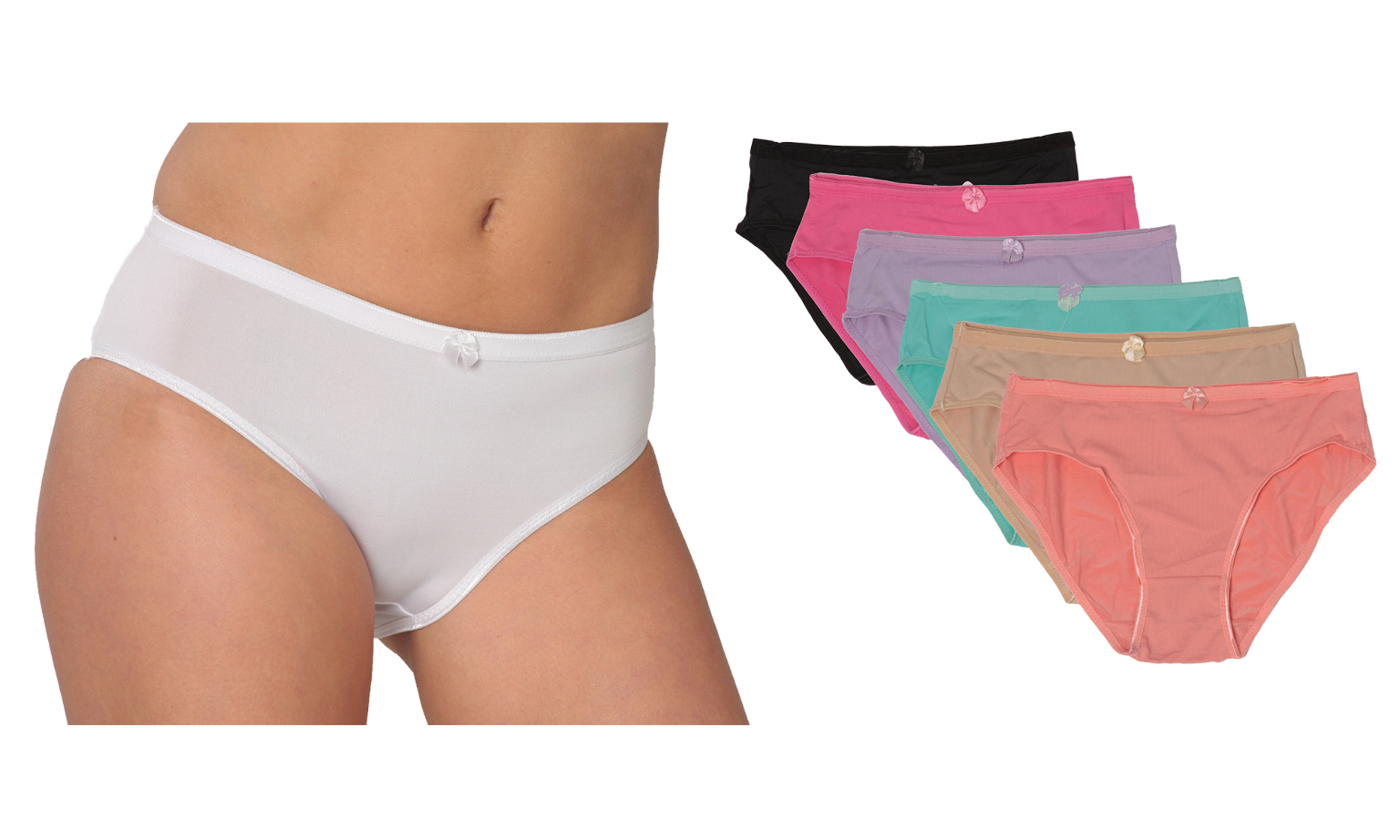 Bulk Women's Cotton Hi-Cut Panties, Assorted Patterns, S-3X