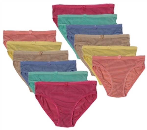 Bulk Women's Nylon/Spandex Panties - Stripes, Sizes 8-10