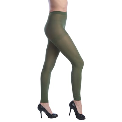 Women's Opaque Control Top Footless Tights - Olive, One Size Fits Most