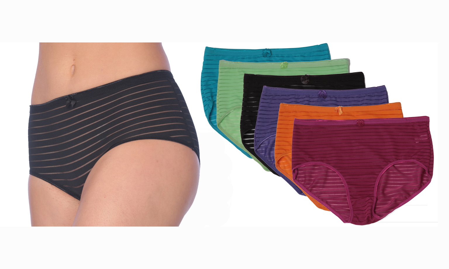 Bulk Women's Cotton/Spandex Panties - Briefs, 5 Colors, 5-7
