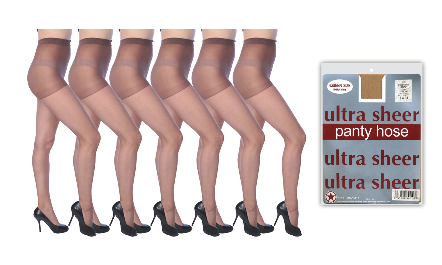  Womens Plus Size Pantyhose 4 Pairs Ultra Sheer