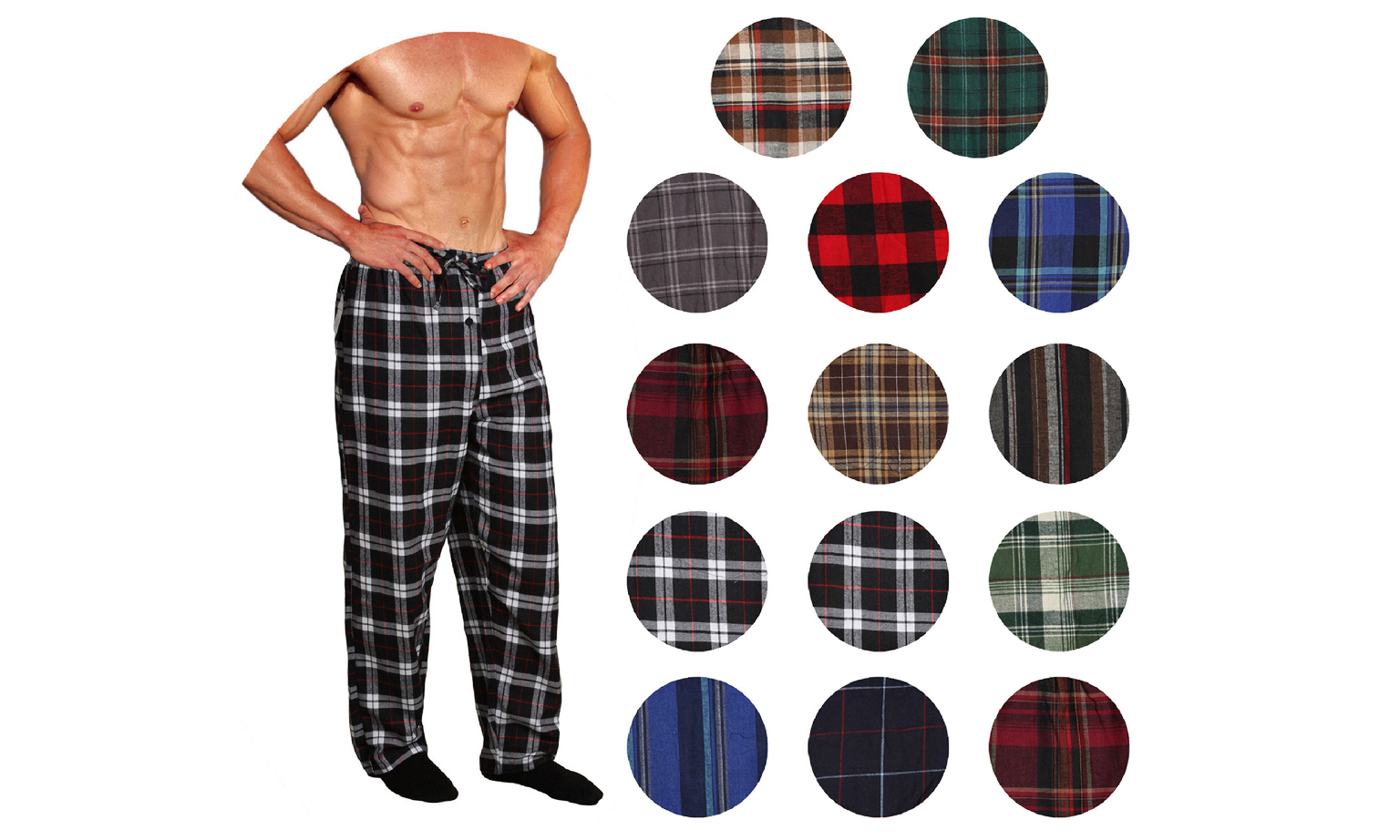 Wholesale Men's Fleece Pajama Pants - 3X-5X, Black/Red Plaid