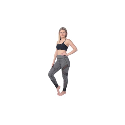 Women's Performance Sport Leggings - Large, Gray with Black Trim