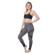 Women's Performance Sport Leggings - Large, Gray with Black Trim
