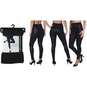 Women's Embossed Leggings - Black Snakeskin, S-XL, Brushed Lining
