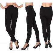 Women's Plus Size Seamless Leggings - Black, Brushed Lining