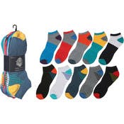 Men's Low Cut Socks - 10 Pack, Color Block, Size 10-13