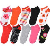 Women's Ankle Socks - 10 Pack, Floral Design, Size 9-11